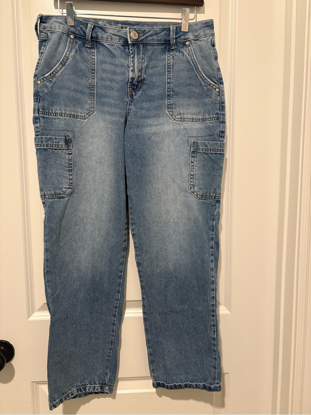 Natural Reflections Medium Wash Boyfriend Cargo Jeans